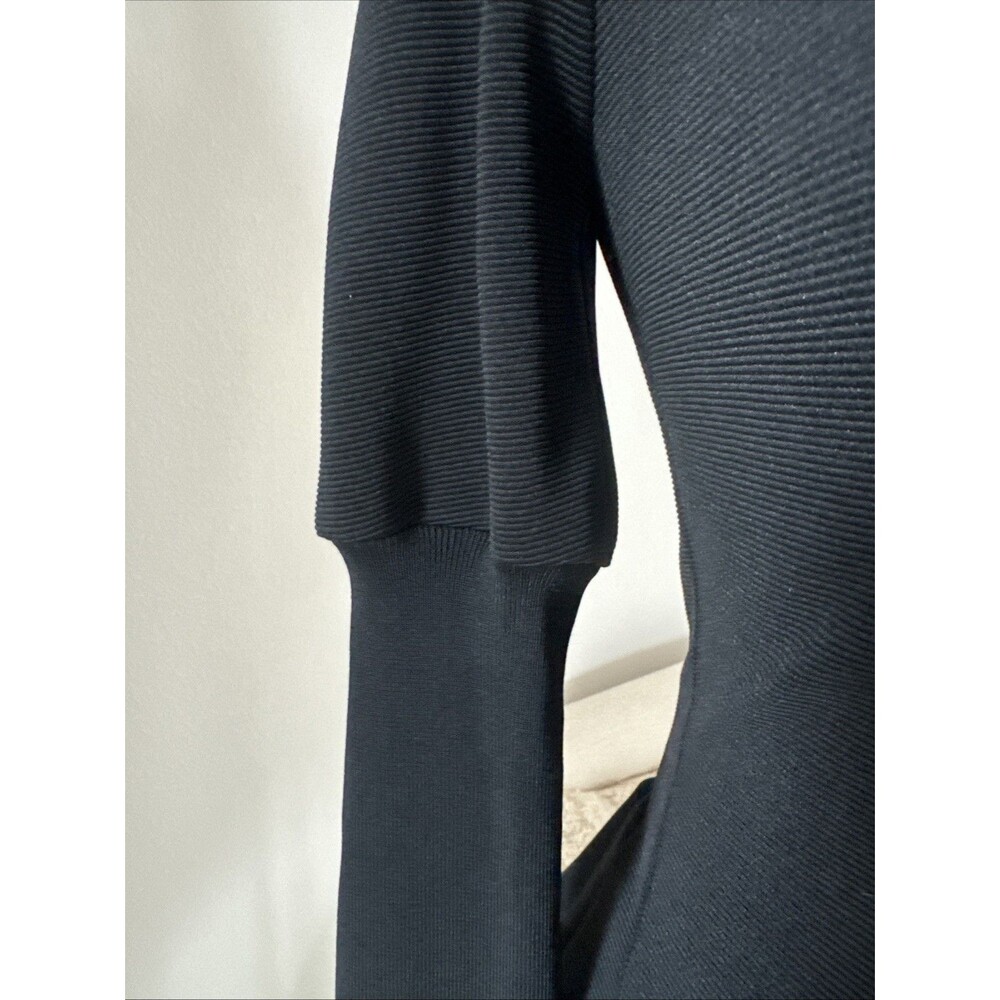Vintage Bebe Structured Black Zip Front Peplum Jacket Puff Sleeve XS - Picture 5 of 10
